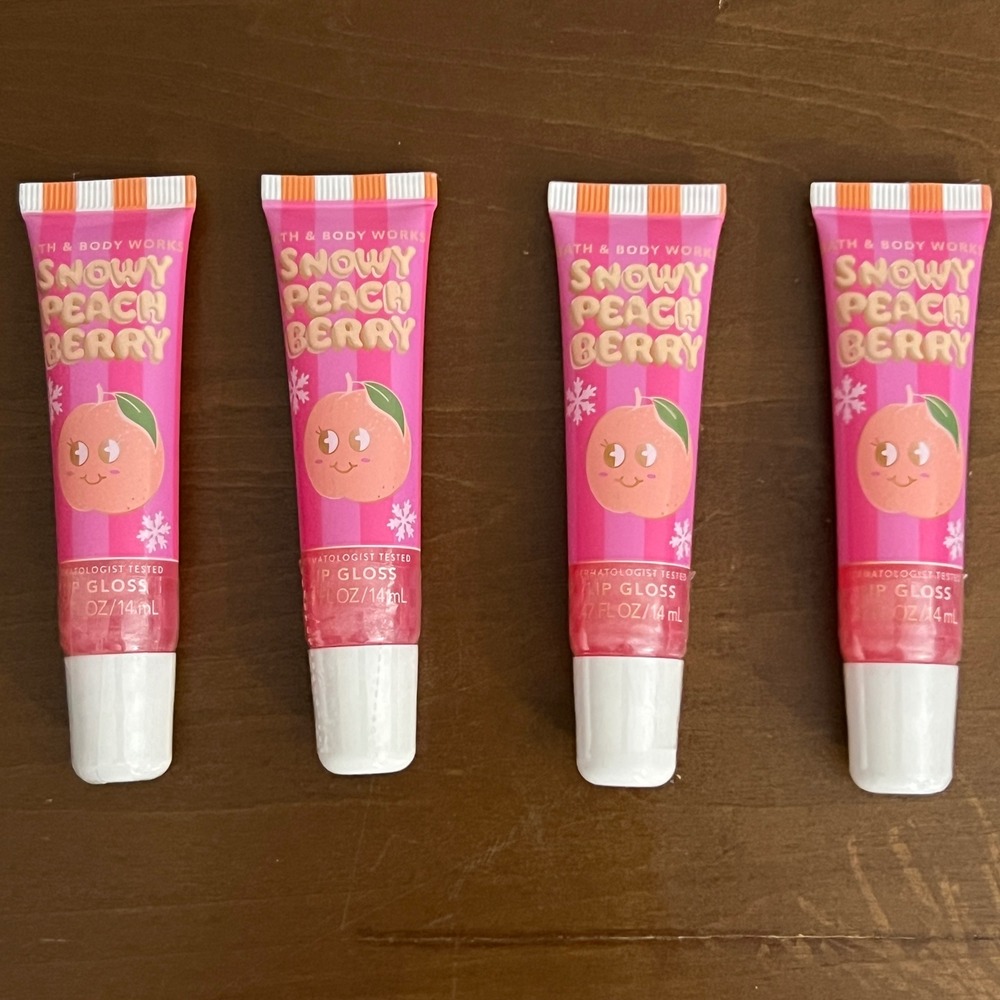 Bath & Body Works Snowy Peach Berry Lip Gloss 0.47 oz Set of 4